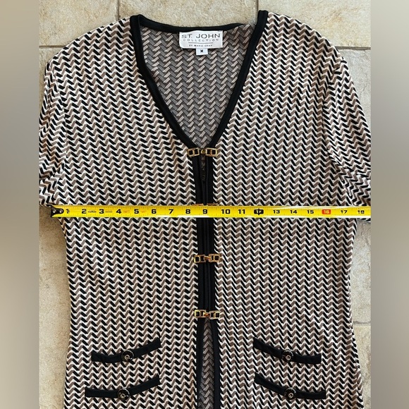 St. John Collection Vintage Jacket Skirt Suit Black Tan Zip & Claps Women’s Sz M - Picture 14 of 16